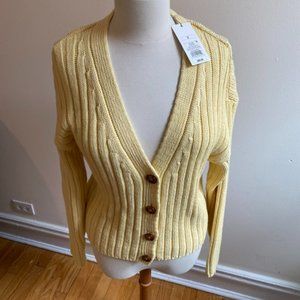 Yellow Target Button Cardigan